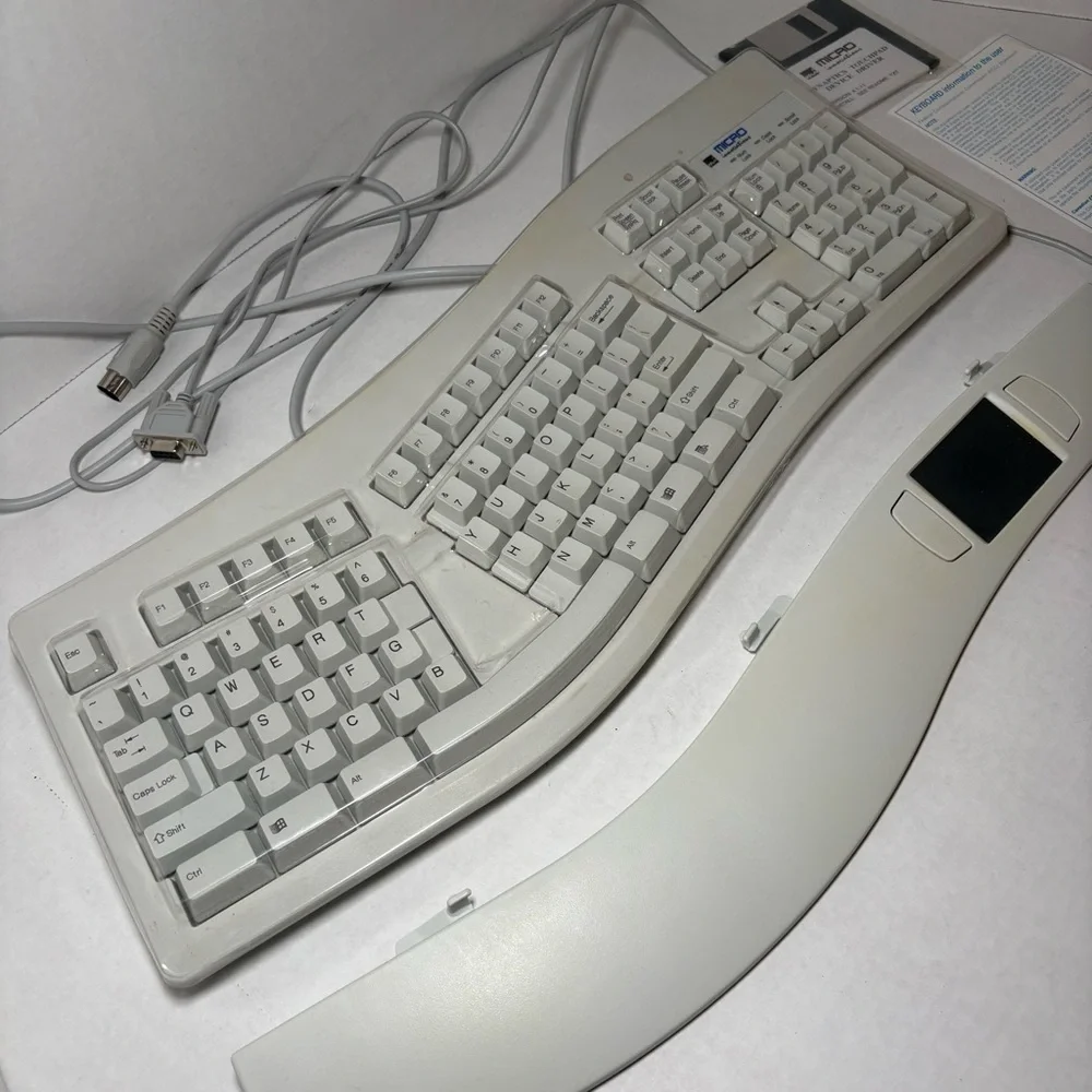 Vintage 90s Micro Innovations Ergonomic Keyboard with Touch Pad KB98T